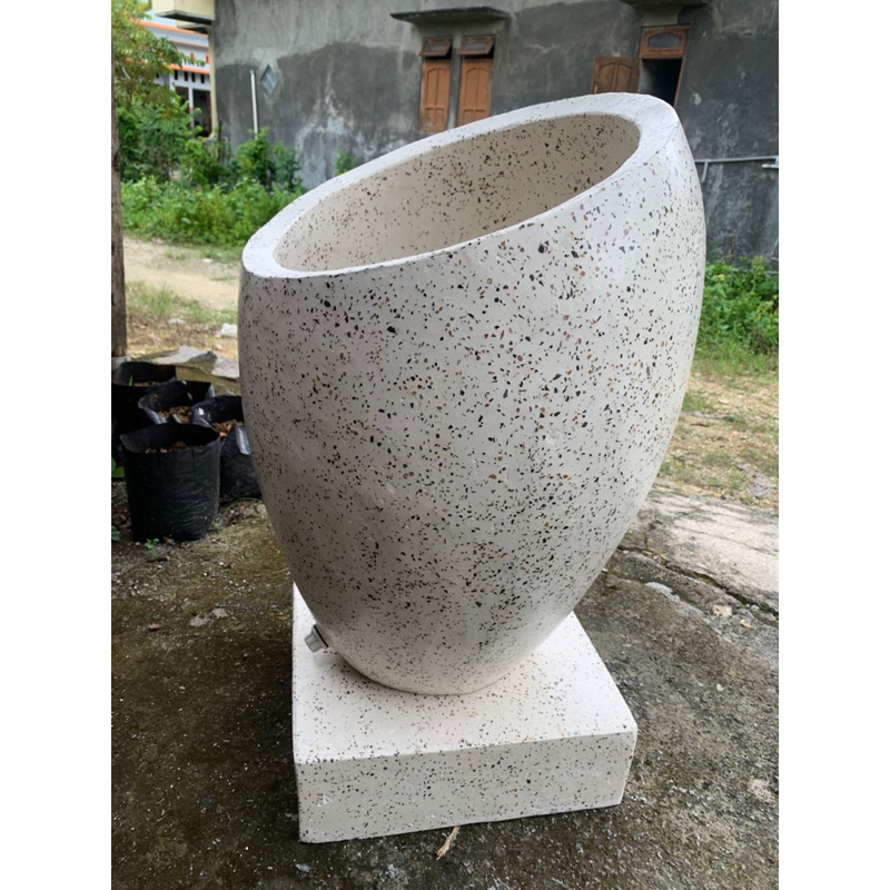 Bak mandi asli teraso marmer model miring