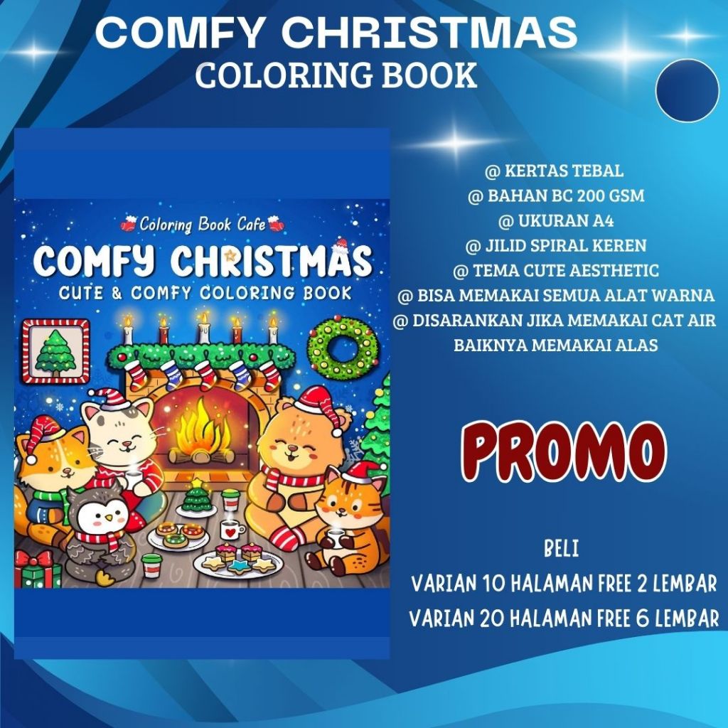 

COMFY CHRISTMAS Coloring Book Buku Gambar Mewarnai Sketsa Menggambar Ukuran Kertas A4 Tebal 220 gsm