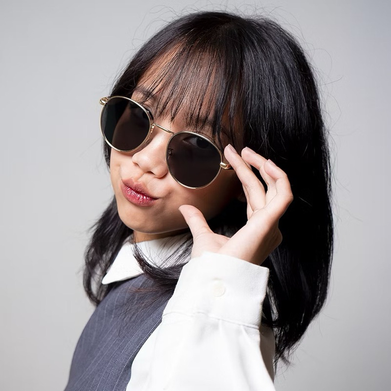 Kacamata wanita sunglasses prada bulat lensa anti uv400 protection