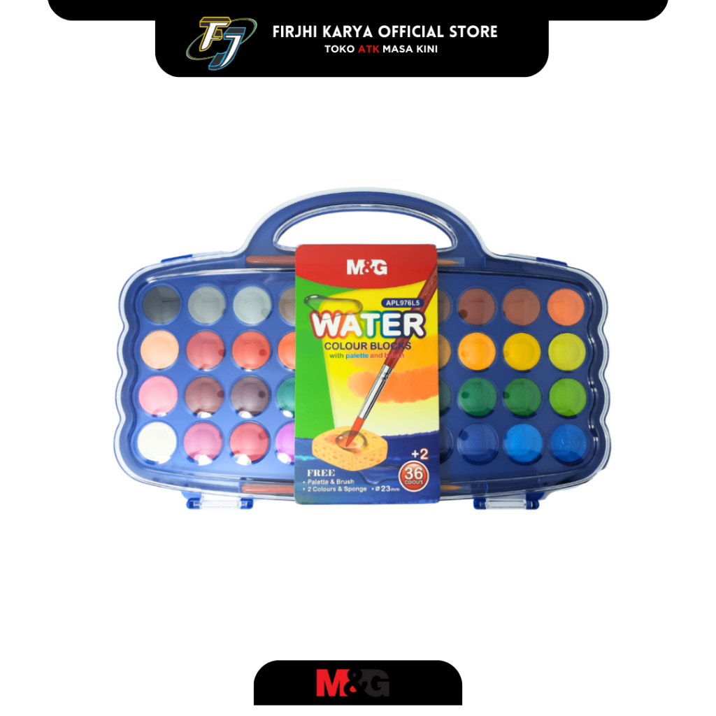 

M&G Water Colour Blocks 23mm - Set dengan Palet & Kuas untuk Lukisan Kreatif