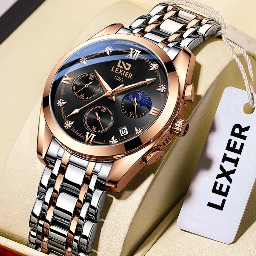 Jam Tangan Kasual Bisnis Pria Diamond Asli Original Tahan Air New Model Lexier Terbaru Waterproof St