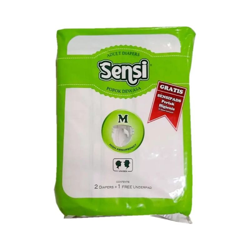 sensi adult diaper/popok dewasa M2/L2/XL2 (extra/bonus 1 underpad)