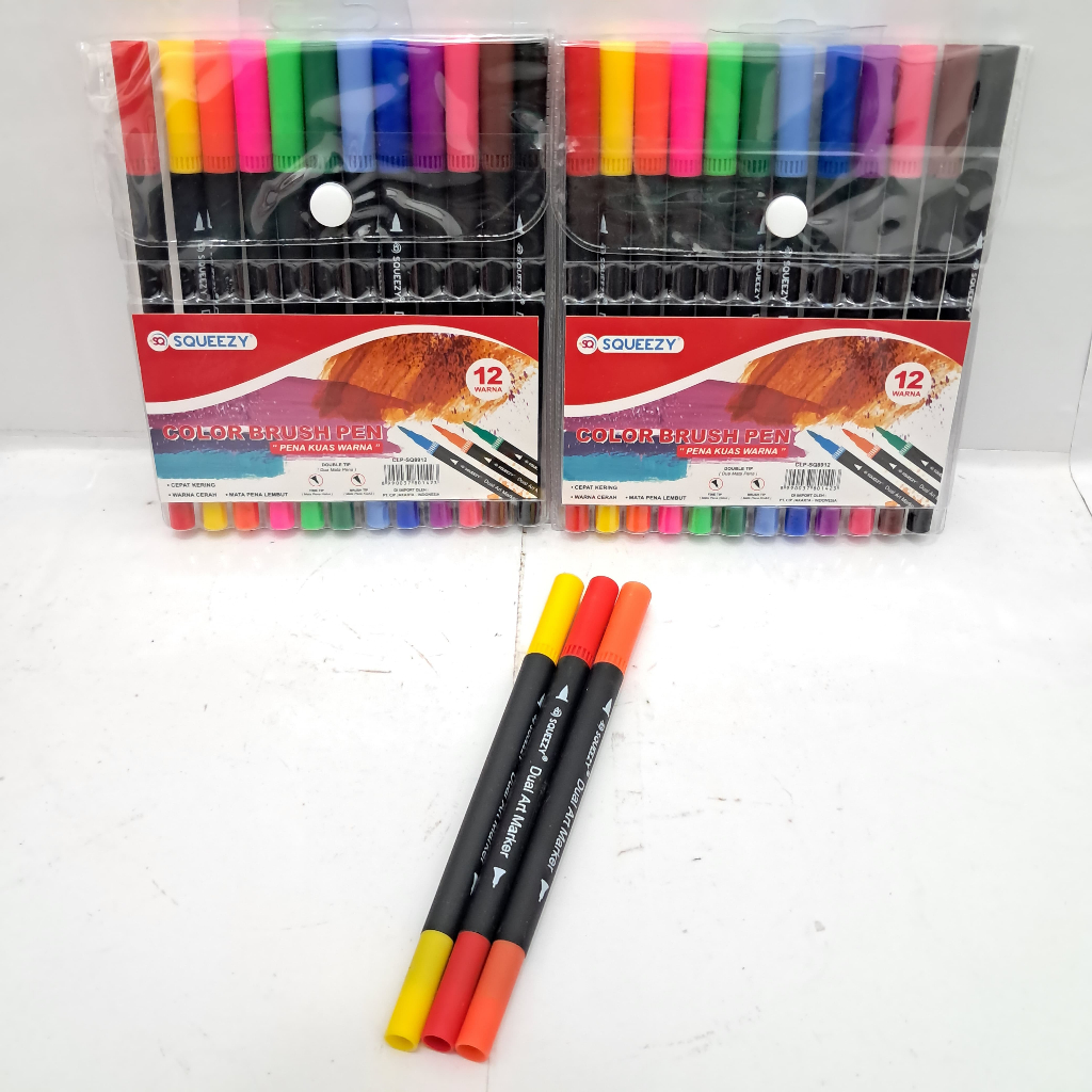 

1 Lusin isi 12 Pcs Pena Kuas Warna SQUEEZY / Color Brush Pen