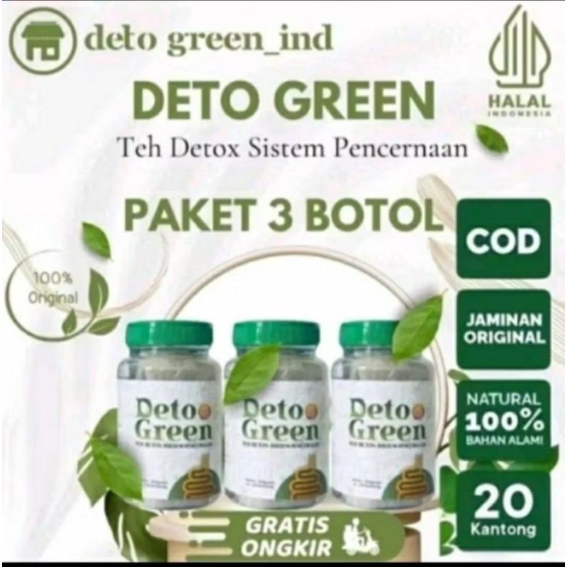 

PAKET 3 BOTOL DETOGREEN TEH KESEHATAN PENCERNAAN TEA DETOX