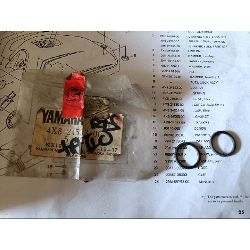 seal kran bensin yamaha rx king cobra rx spesial rxz rzr rxr yt115 original nos