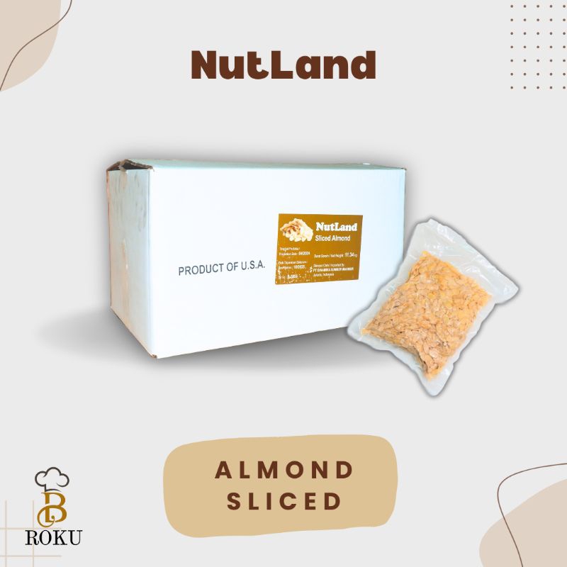 

NutLand Almond Sliced Premium / Almond Irisan 11,34 kg (1 dus)