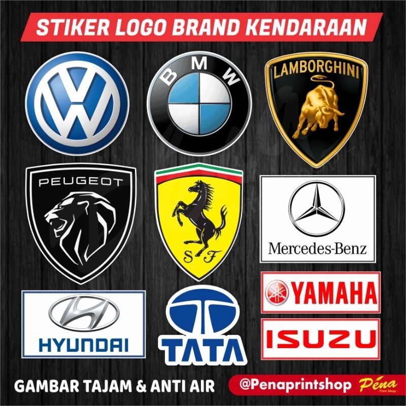 Stiker Sticker Emblem Mobil VW BMW Lamborghini Peugeuot Ferrari Mercedes Tesla Chevrolet / Stiker Mo