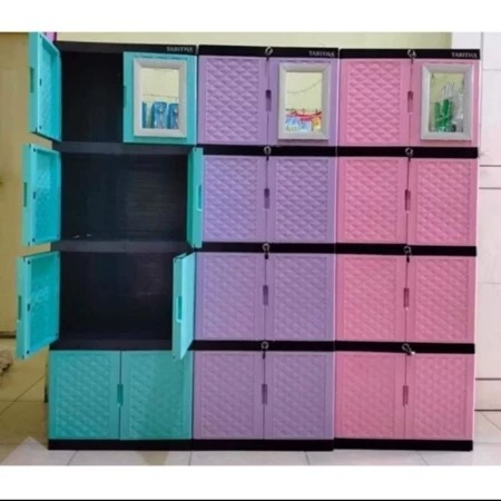 Lemari plastik lemari pakaian Tabitha berlian kaca