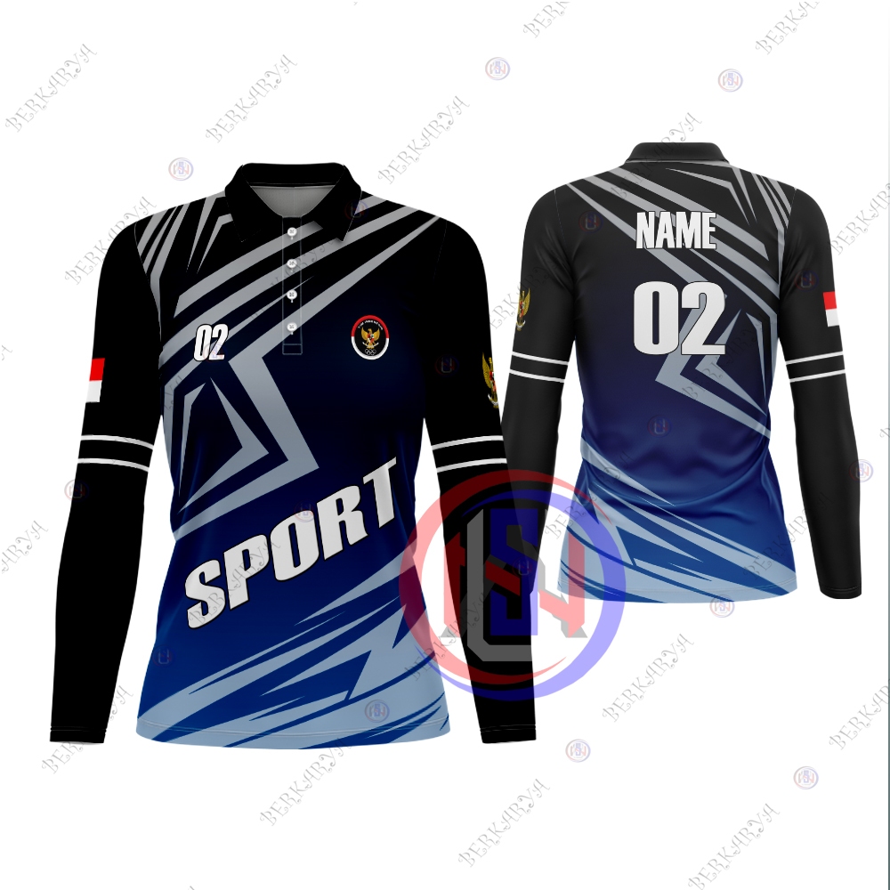 Baju Jersey Olahraga Berkerah Baju Badminton Kaos Bulutangkis Jersey Voli Print