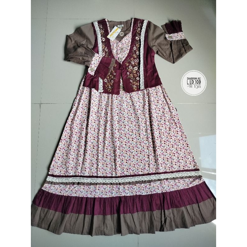 gamis shabrina katun bunga bordir mewah