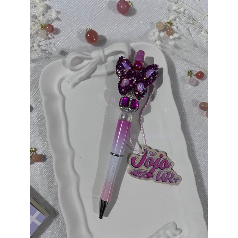 

DIY Pen White Pink Purple Butterfly / Pen Cantik / Beaded Pen