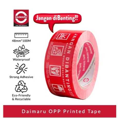 

DAIMARU OPP TAPE JANGAN DIBANTING MERAH 48x100M/ DAIMARU OPP PRINTED TAPE LAKBAN JAGAN DIBANTING