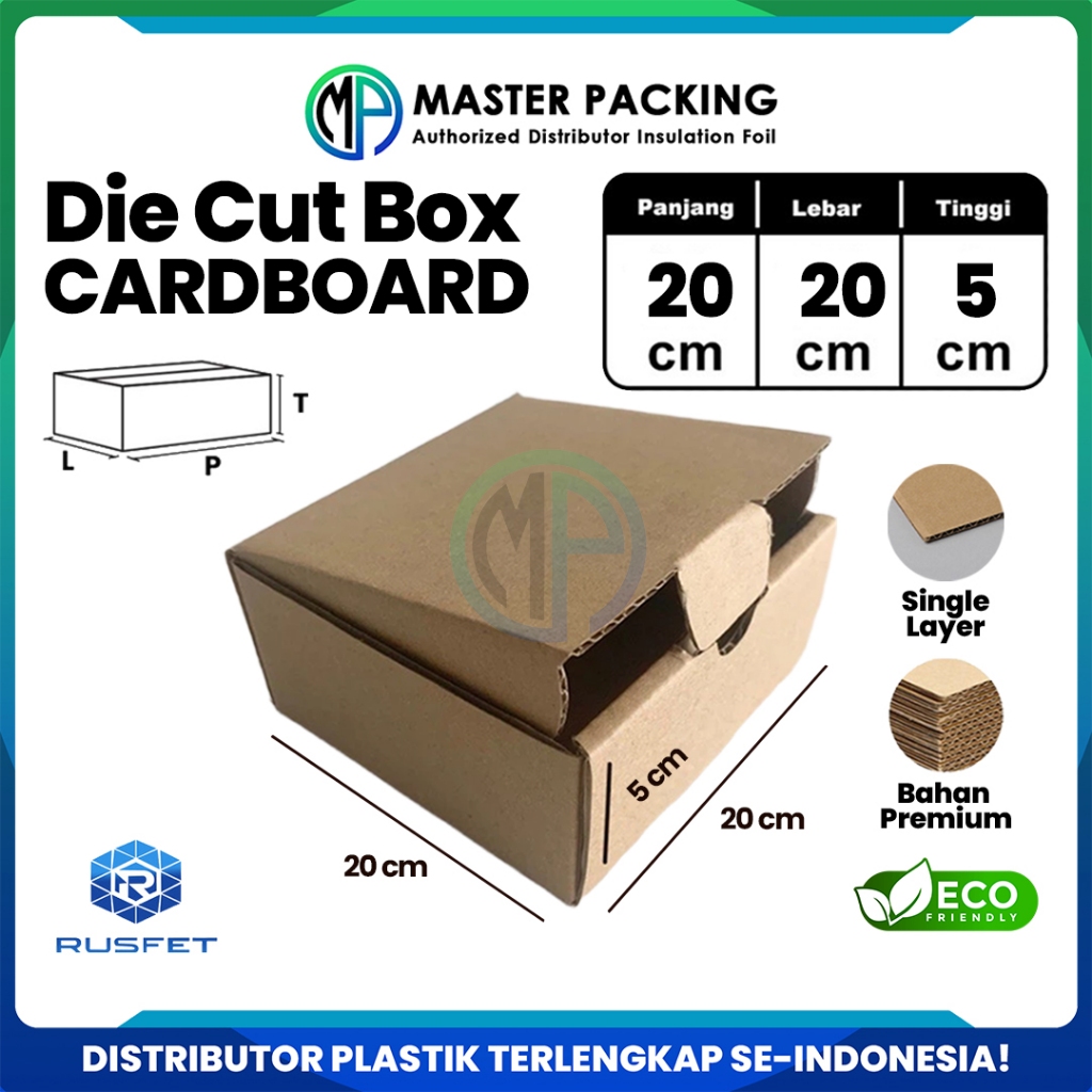 

DieCut Box Kardus Packing 20 X 20 X 5CM Rusfet Kotak Box Hampers Cardboard Dus Polos Harga Ecer