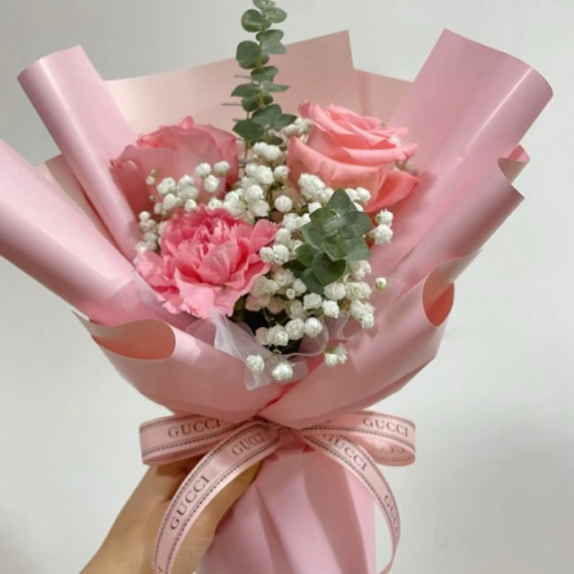 DHIPTA.BLOOMS [Asli] Artificial M Big Flowers Bouquet Bunga Mawar 3 Tangkai Premium / Bunga Buatan /