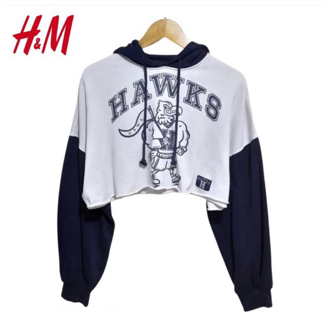 H&M HAWKS CROP HOODIE