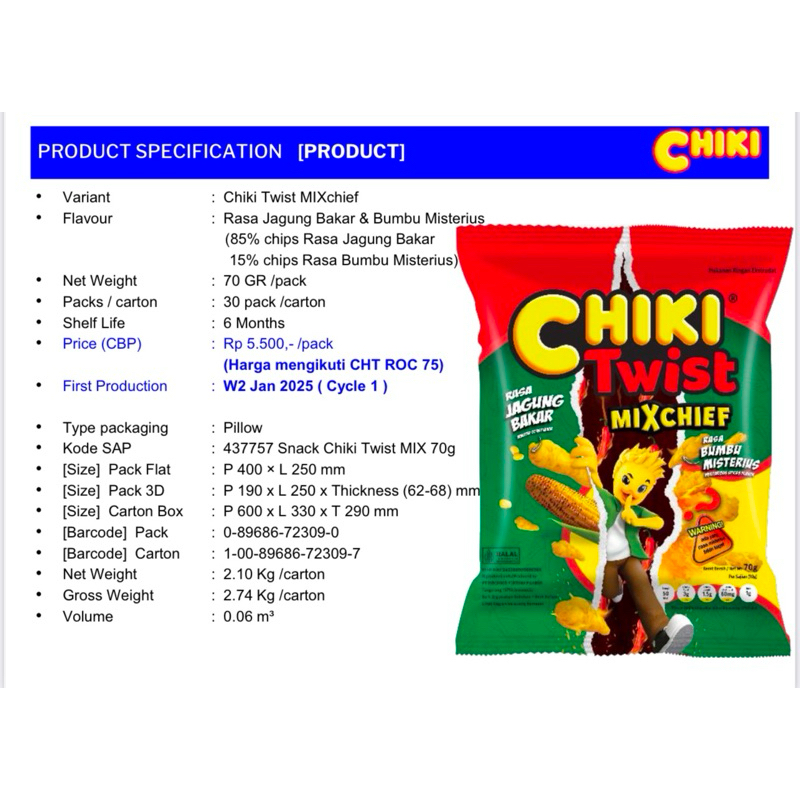 

Chiki Twist MIXchief Rasa Jagung Bakar & Bumbu Misterius 70g