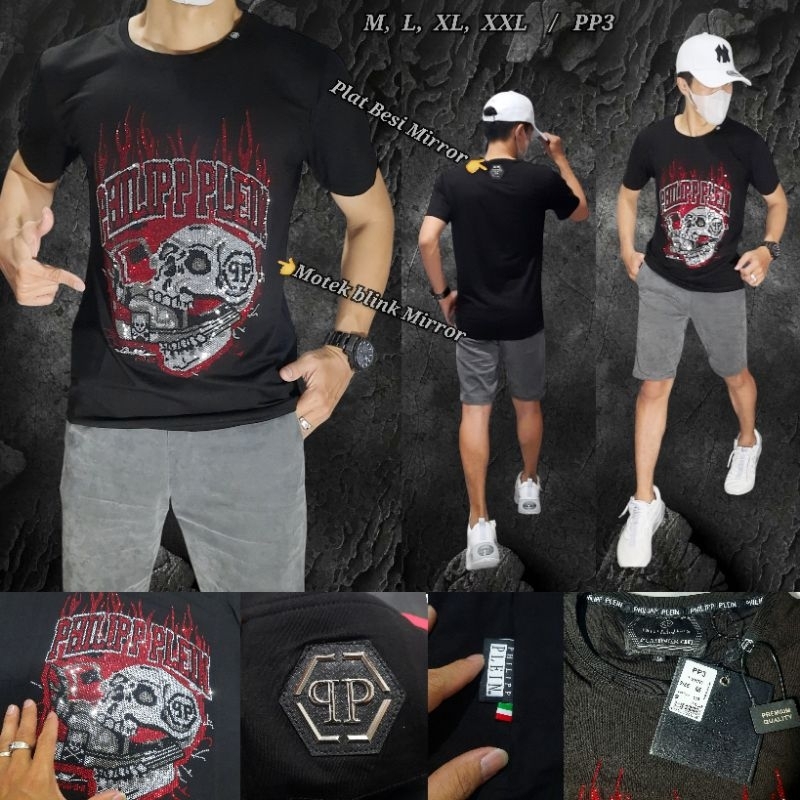 Kaos unisex impor kaos pria Philipp Plein Mirror import premium bahan kaos tshirt adem nyaman di pak