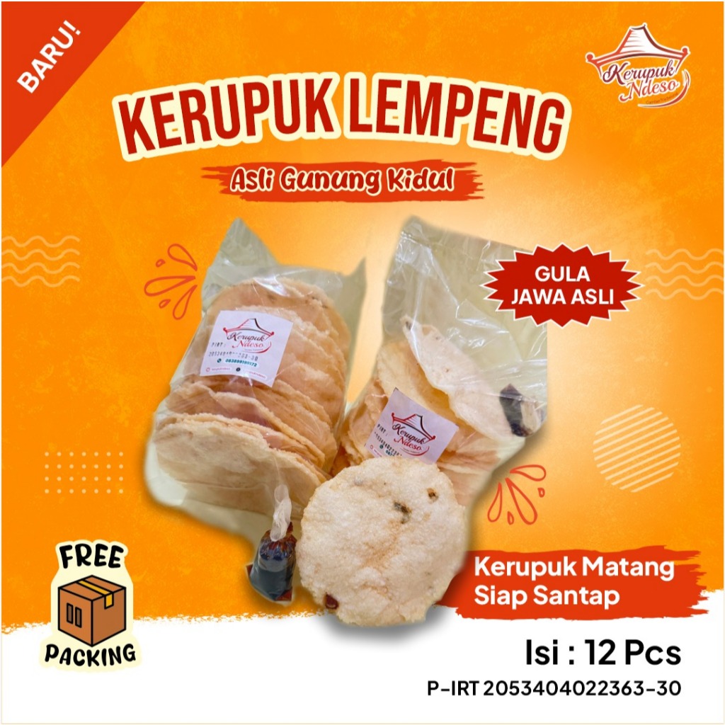 

Kerupuk Lempeng Juruh Gula Merah Asli isi 12 Pcs - Cemilan Singkong Siap Santap - Food, Snack Manis Camilan
