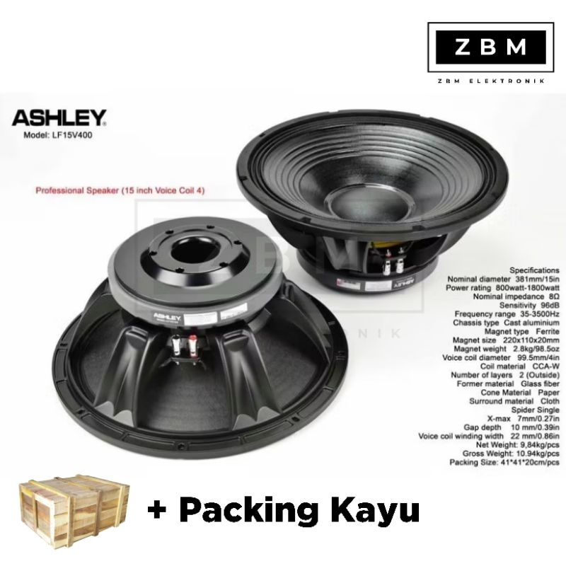 Speaker ASHLEY 15 inch LF15V400 Voice Coil 4 inch LF15 V400