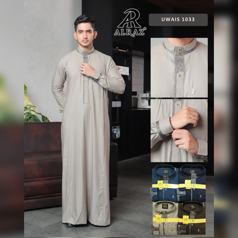 ALRAZ Baju Gamis Dewasa Cotton Premium Motif Terbaru Lengan Panjang Manset ~ Baju Jubah Saudi Premiu