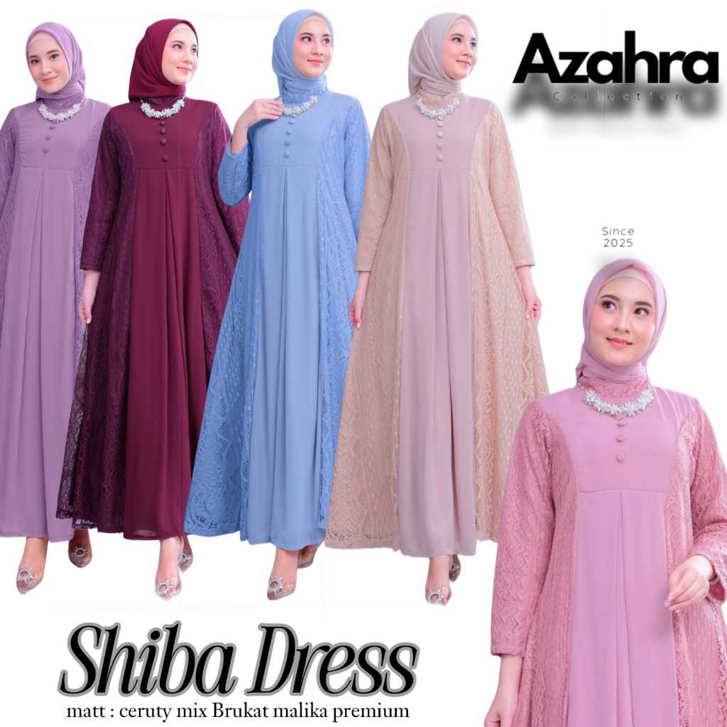 GAMIS PREMIUM SHIBBA DRESS BROKAT IMPOR BAHAN CERUTY BABYDOLL MIX BORCADE MALIKA CUTINGAN MAYUNG