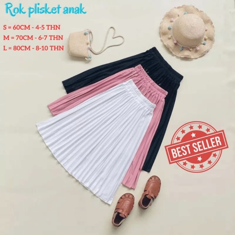 rok anak perempuan usia 4-10 tahun / rok panjang anak perempuan / rok plisket anak / rok anak