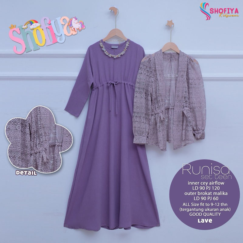 Shofiya Runisa Set Teen Dress / runisa kids / runisa shofiya / shofiya kids / gamis shofiya kids / g