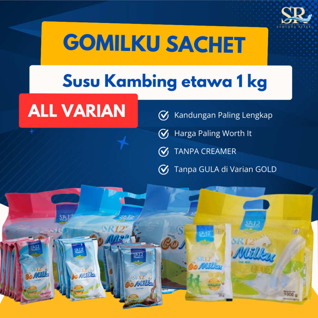 

GOMILKU SR12 1,000 GRAM ISI 40 SASET | Susu Kambing Etawa | Susu Kesehatan