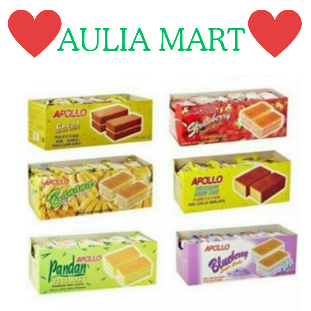 

APOLLO Layer Cake Coklat/ Pandan/ Cocoa/ Strawberry/ Blueberry 1 Box