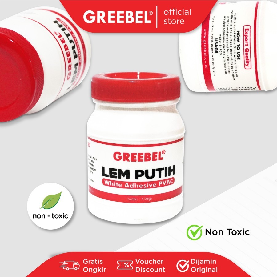 

GREEBEL WHITE GLUE ( 150 gr ) 1 PCS /Lem Putih Perekat Kertas tdk beracun utk anak sekolah atk