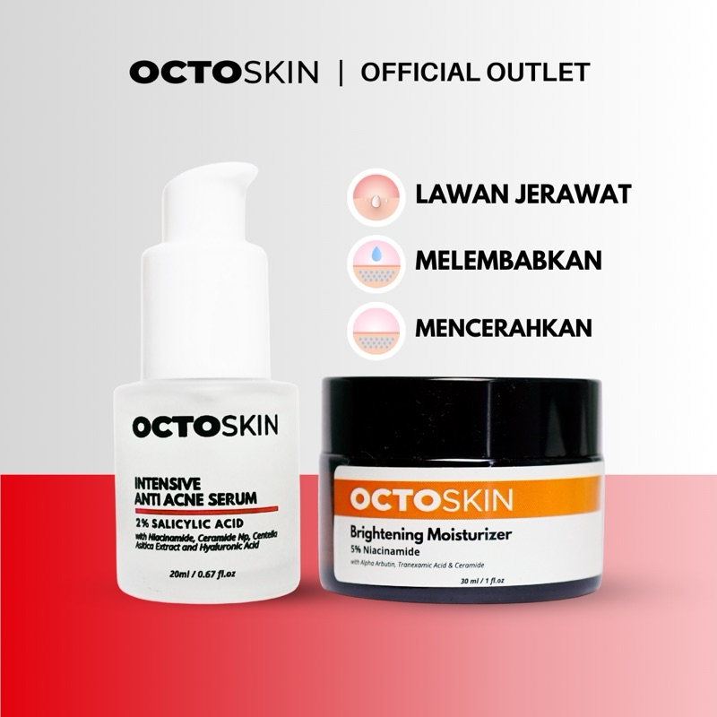 OCTOSKIN Acne Set Basic 3 (Acne Serum dan Brightening Moisturizer)