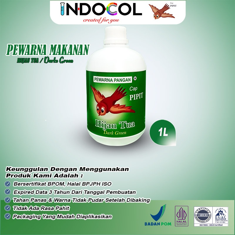 

PEWARNA CAIR HIJAU TUA CAP PIPIT (1 LITER)