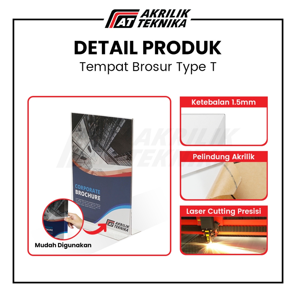 

Tempat Brosur A4 1.5mm / Akrilik Tent Card Portrait 2 Sisi - Tipe T