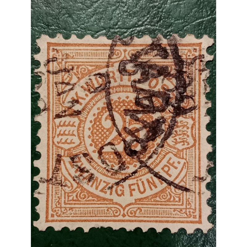 

Prangko Jerman Wurttemberg 25 Pfennig Tahun 1875 USED