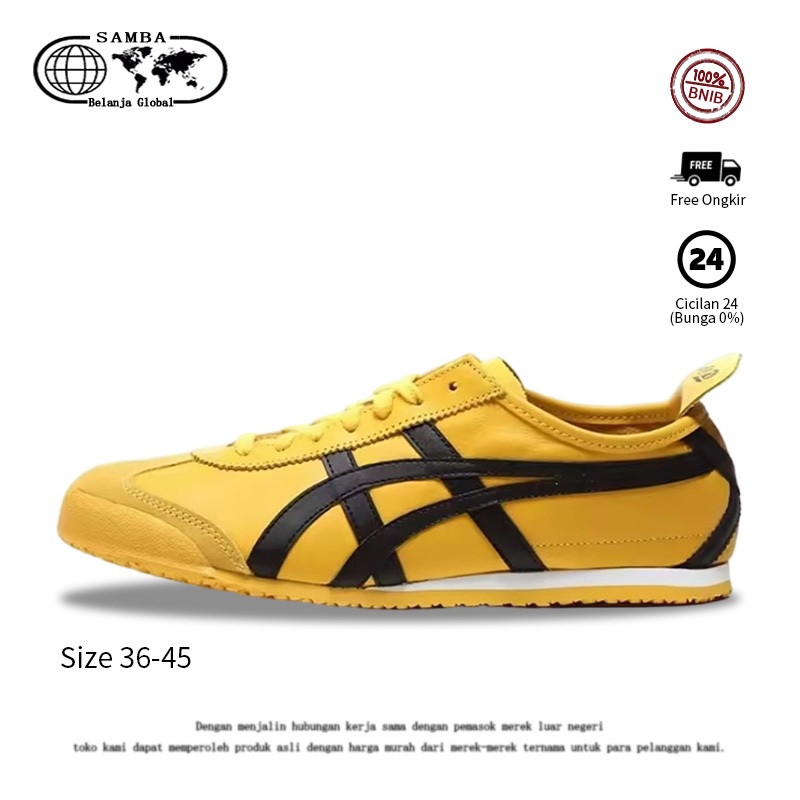 Asǐcs Onitsuka Tiger Sepatu Pantofel untuk hitam kekuningan Original 100% BNIB Global Market Sepatu 