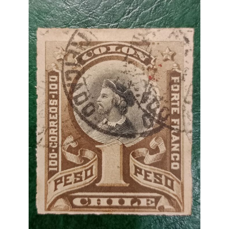 

Prangko Chili Kuno Jadul 1 peso Colombus Tahun 1883-1889 USED