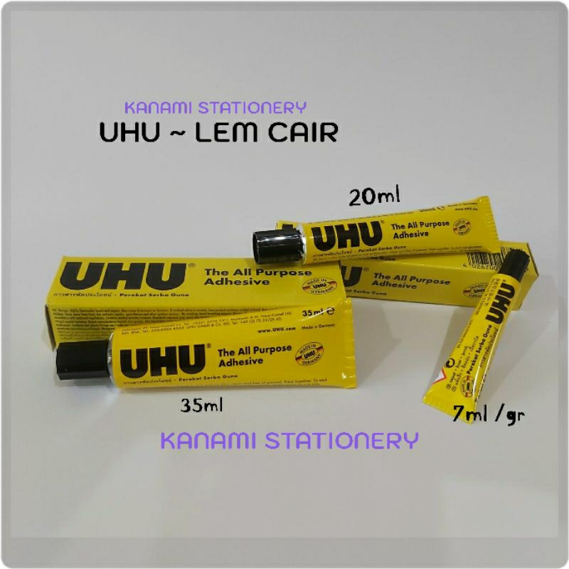 

UHU Lem Cair Bening Liquid Glue 35ml, 20ml, 7ml Original.