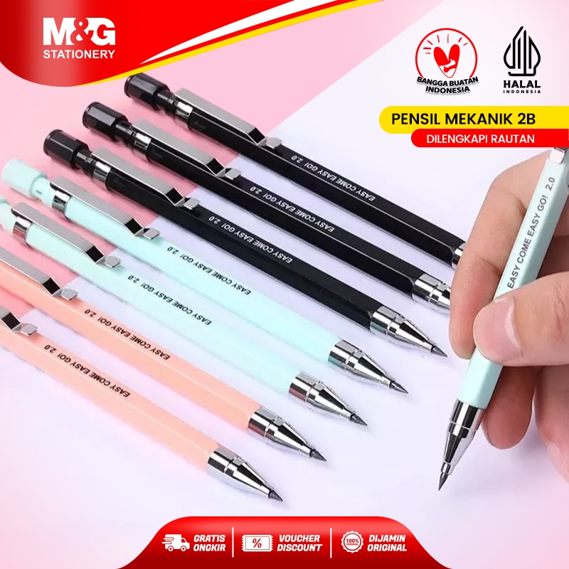 

M&G Pensil Mekanik 2B Dilengkapi Rautan Mechanical Pencil 2.0mm Free Sharpener Desain Hexagonal Nyaman Digunakan Tidak Mudah Patah Kokoh