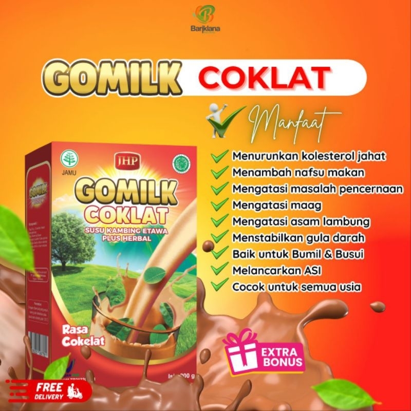 

GOMILK SUSU KAMBING ETAWA PLUS HERBAL RASA COKLAT kemasan 200gr