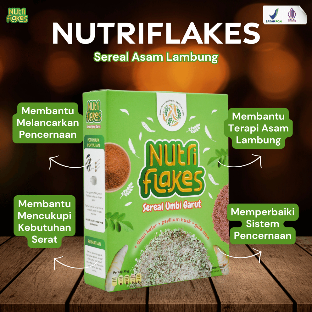 

Nutriflakes Sereal Umbi Garut Membantu Mengobati Maag dan Radang Lambung Original 100%