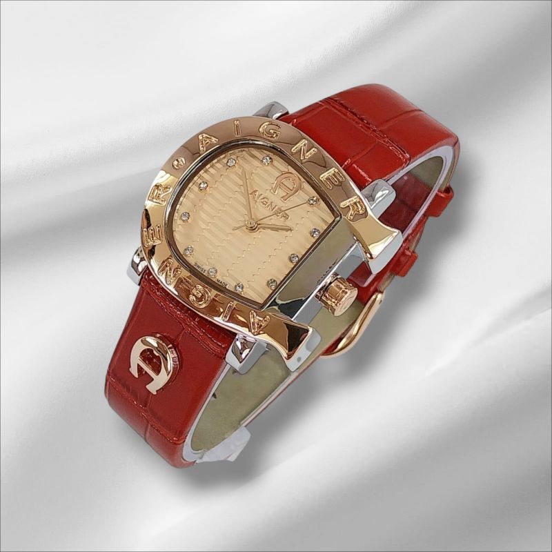 GROSIR TERMURAH...Jam Tangan Analog Wanita New AIGNER CROCO Body Combi Strap Kulit Grade Super