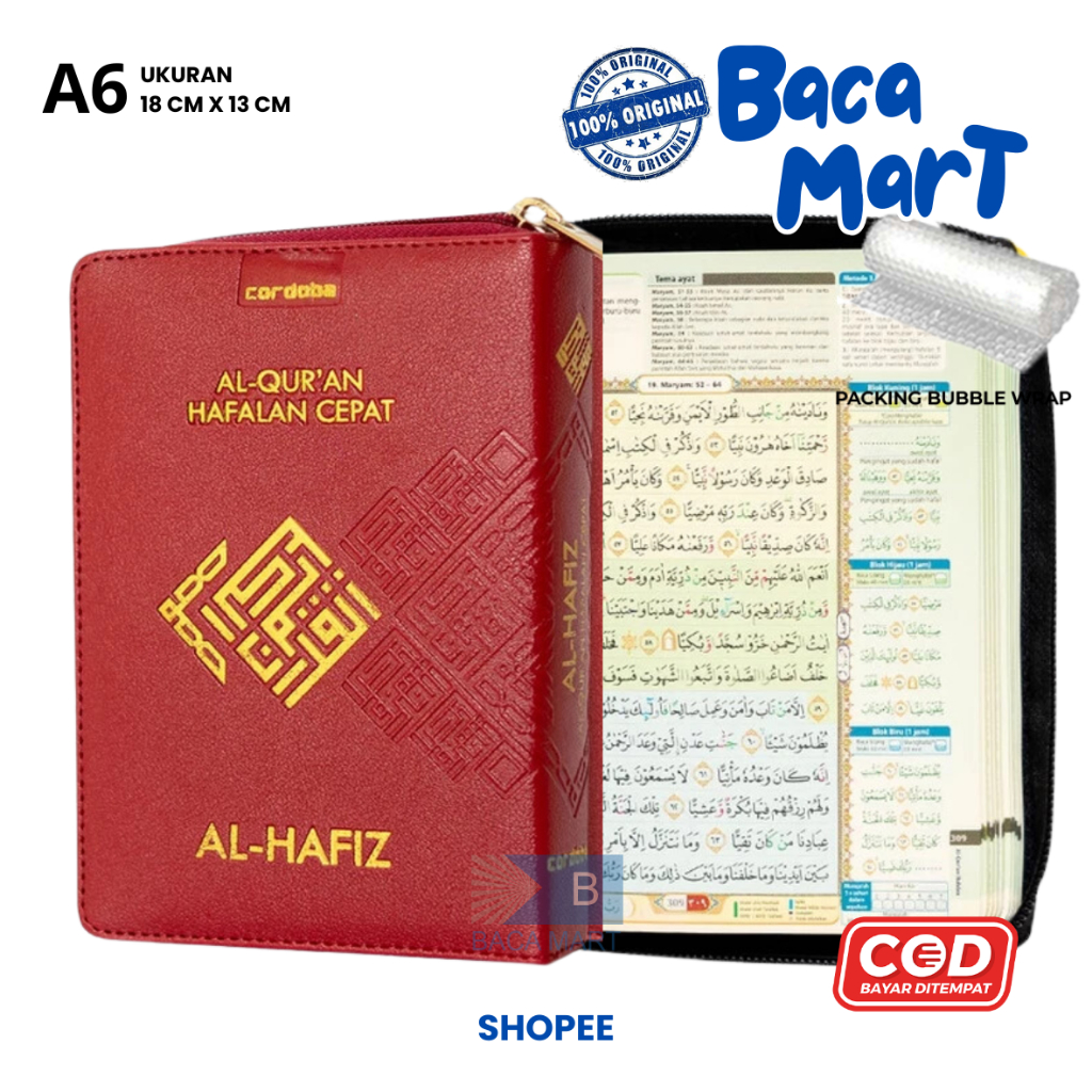 AL Quran Al HAFIZ A6 Quran Hafalan 3 Blok Resleting Tajwid Warna Non Terjemah Penerbit Cordoba