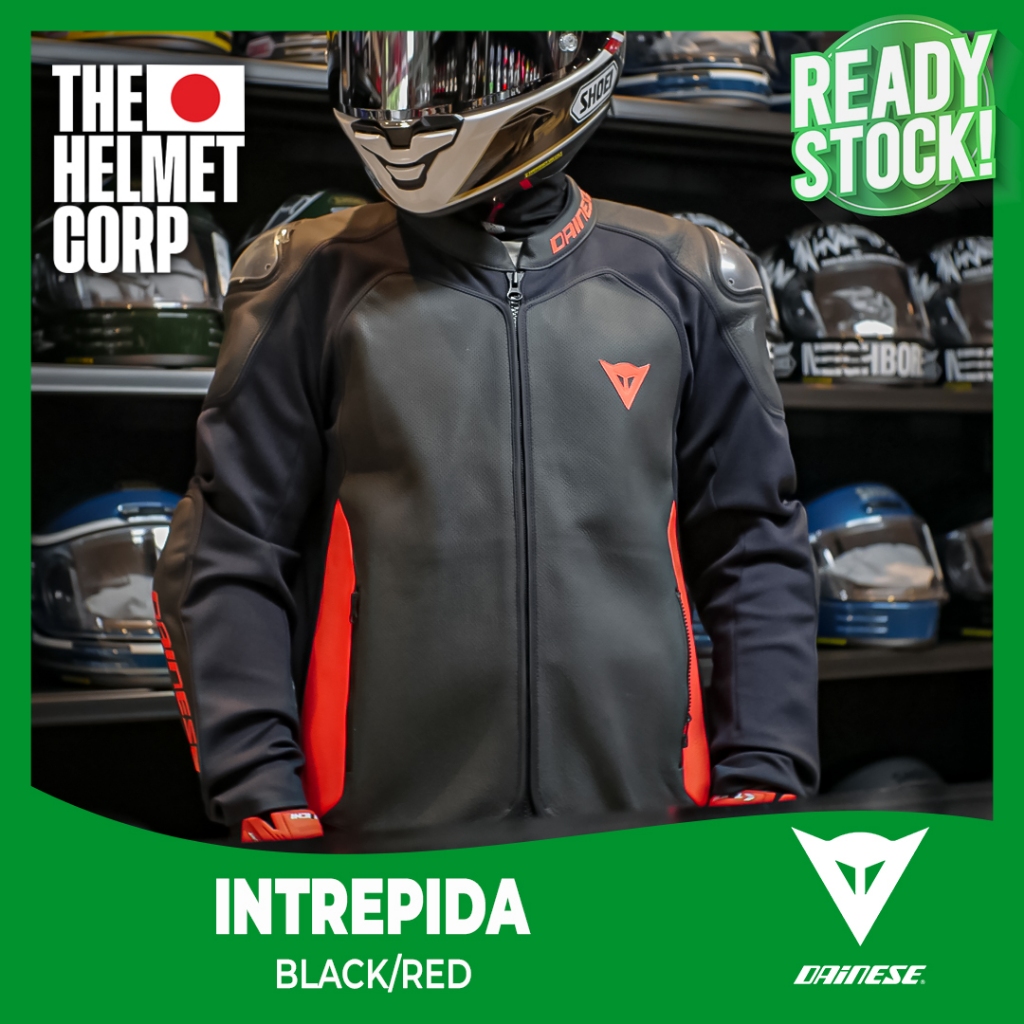 JACKET DAINESE INTREPIDA PERF LEATHER BLACK/RED JAKET MOTOR RIDING TOURING