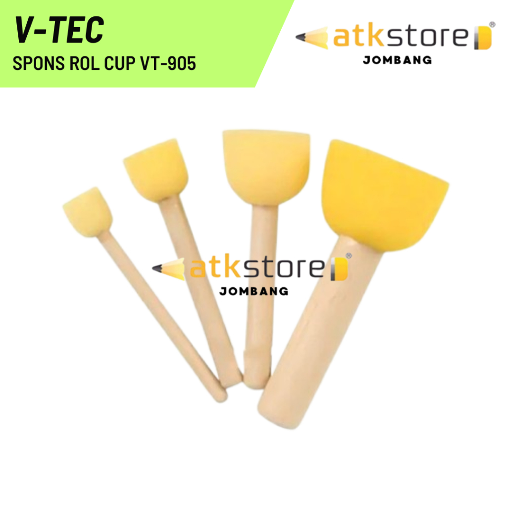 

V-TEC Spons Rol Cup VT-905 (4 PCS)/ Foam Sponge Brush Stamp Spons Cup Vtec Square Sponge Paint Brush