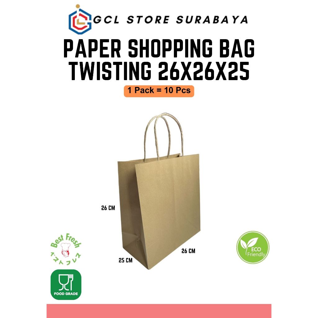 

Paper Bag Shopping SQUARE BT TWIST 26x26x25 | Tas Shopping Paper | paper Shopping Bag
