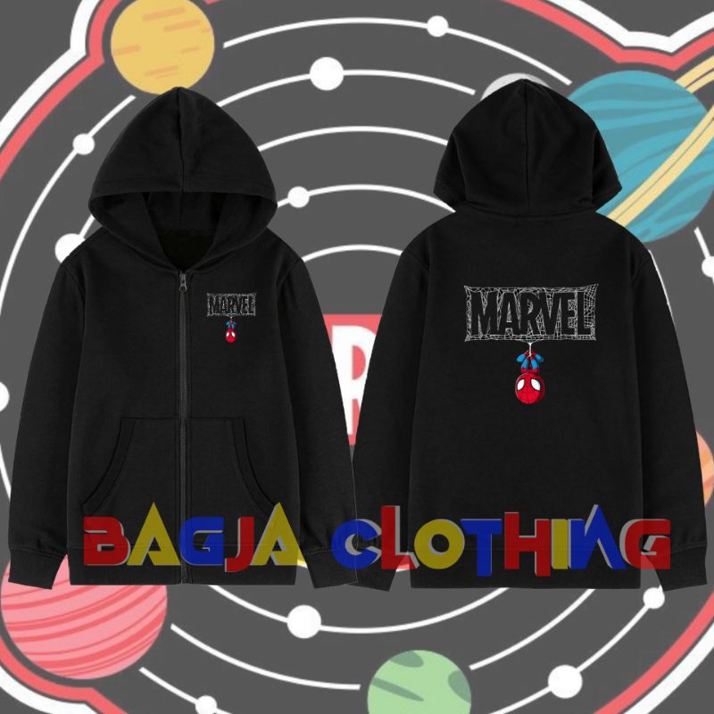 jaket zipper hoodie anak Marvel Spiderman