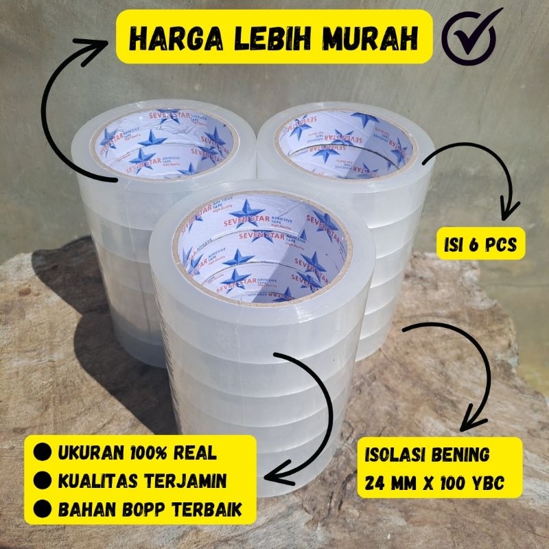 

Isolasi Bening Transparan 24 mm x 100 yard 1 Slop Isi 6 Isolasi Tanggung 24 mm x 100 yard Ukuran Sedang