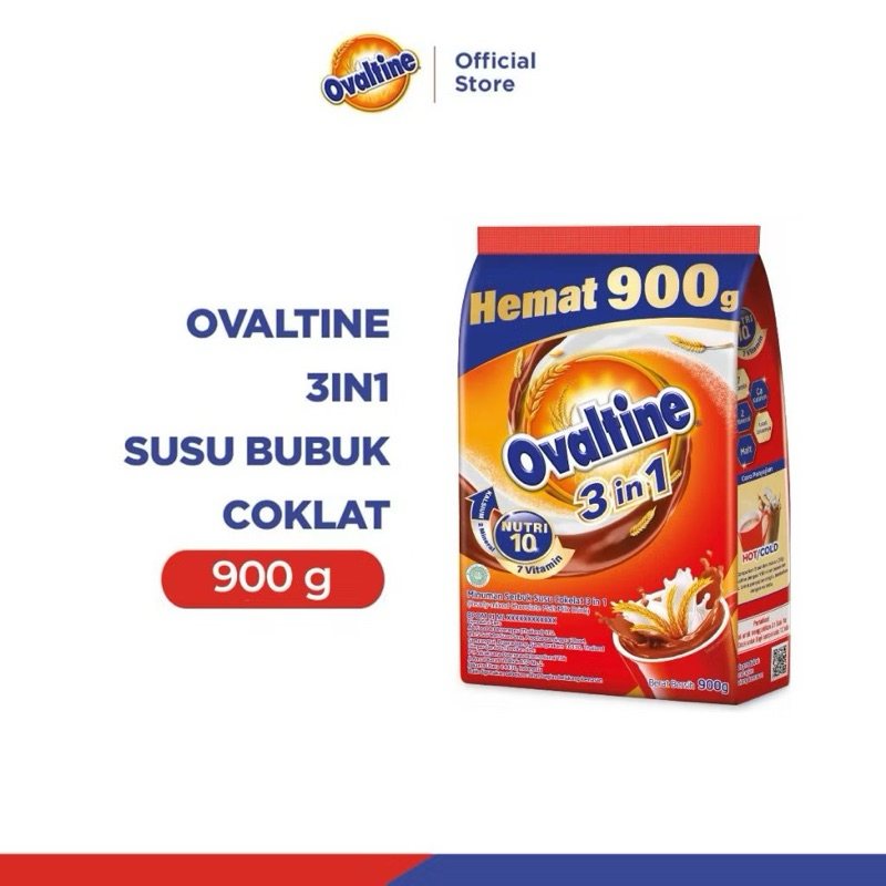 

(READY STOCK & KIRIM INSTAN) Ovaltine 3in1 Susu Bubuk Coklat 900g EXP 12/25