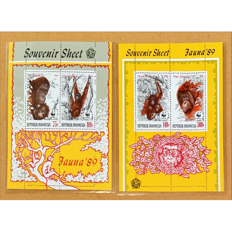 

PRANGKO INDONESIA 1989 SS FAUNA ‘80. 2 LEMBAR COMPLIT SET MNH.
