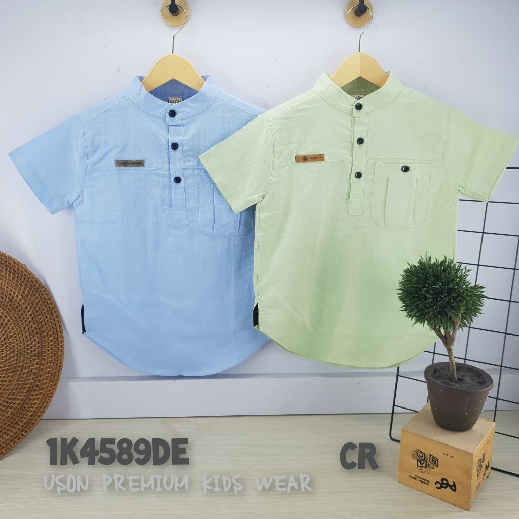 LELANG USON 4589 ATASAN KAMEJA KOKO KEMKO ANAK COWOK USON (DENIM-MINT)
